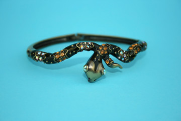 Coloured snake bracelet isolated on the white.