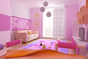 3d interior of the children's room