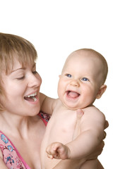 A portrait of a mother and her baby