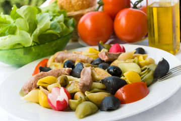 Roasted slices of Pork and mixed summer salad