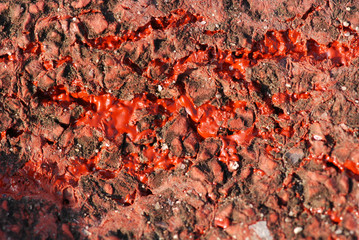 melted running tracks in the stadium