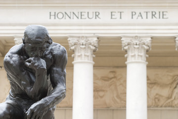 Rodin's Thinker Honneur et Patrie Close up