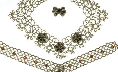 braided embellishment from beads with russian pattern