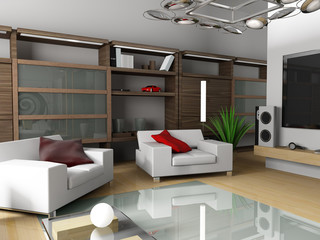 Exclusive interior of inhabited and working space.