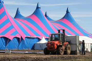 Circus tent being built up
