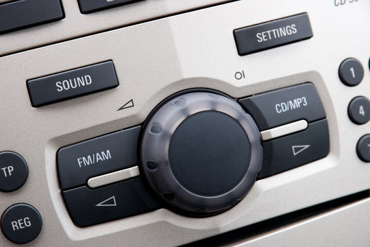 Modern Car Audio Control System, Close-Up Photo