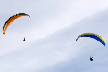 Acrylic prints Air sports paragliders in the sky