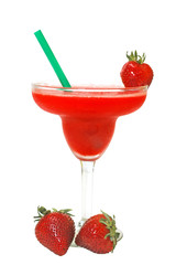 Frozen strawberry margarita with clipping path.
