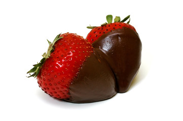 Chocolate dipped strawberries isolated with clipping path.