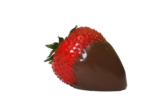 Chocolate Dipped Strawberry Isolated With Clipping Path.