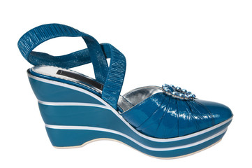 Dark blue female shoes on a white background