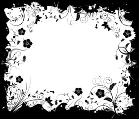 Grunge floral frame, element for design, vector illustration