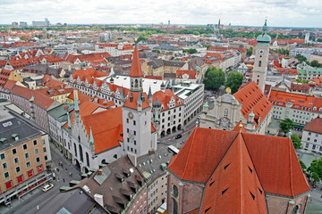 Fototapeta na wymiar A view of a part of the old town of Munich, Germany