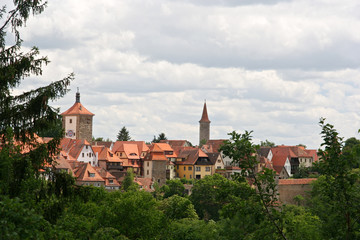 Fototapeta na wymiar The cityscape of the old medieval town of Rothenburg, Germany