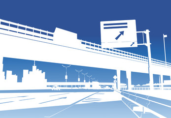 Freeway Interchange on the blue sky, Moscow