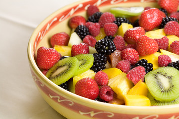 Delicious fruit salad served in a bowl
