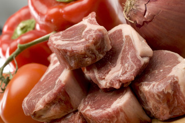 rib lamb chops with vegetables and tomatoes prime meat food