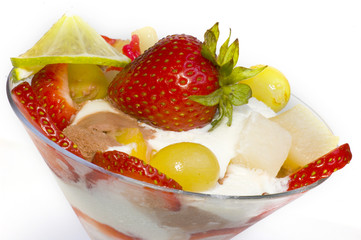 Ice Cream in bowl with fruits