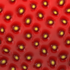 Closeup pf juice red strawberry skin