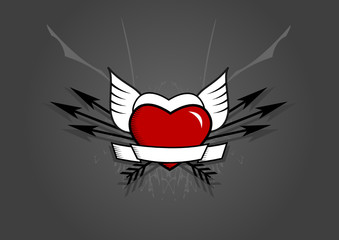 Heart with arrows on grey background. Vector art