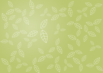 Pattern of leafs on green background. Vector