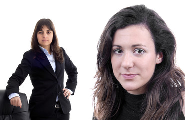 young business women isolated on white. Focus on the right woman