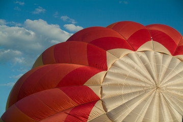 Colorful Hot Air Ballon being filled with gas for flight