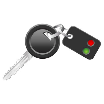 Car Key With Remote Control Isolated Over White Background