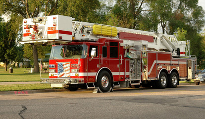 Fire truck on residential street