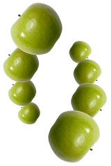 Fruits, Green Apple Flying to White Space