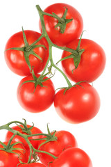 Red tomato fruit isolated on white background