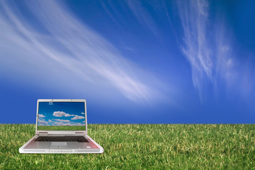Laptop in the grass 
