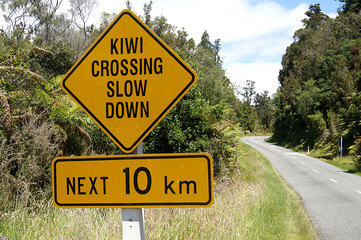 Kiwi crossing sign
