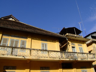 Facade coloniale a Battambang, Cambodge
