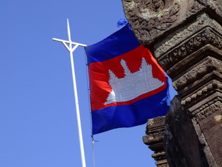Drapeau du Cambodge et temple 