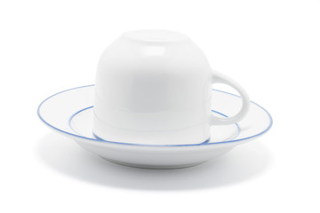 Teacup and Saucer on White Background