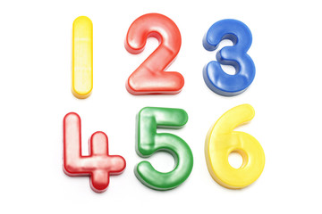 Plastic Numbers on White Background