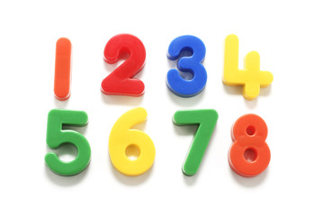 Plastic Numbers on White Background