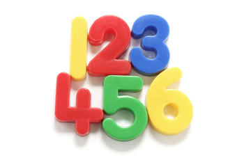 Plastic Numbers on White Background