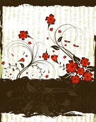 Abstract grunge floral frame, vector illustration