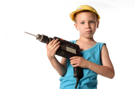 a boy is ready to drill