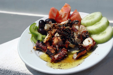 fresh grilled octopus  greek islands