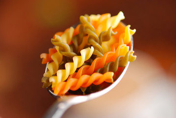 Rotini pasta in spoon