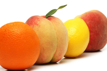 Various fruits isolated on the white background