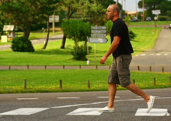 Walking the zebra crossing