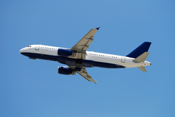 Modern passenger jet in flight