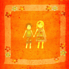 grunge illustration, children picture