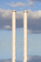 Russian Moscow factory chimney on blue sky