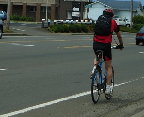 Fototapeta na wymiar Cyclist in Red