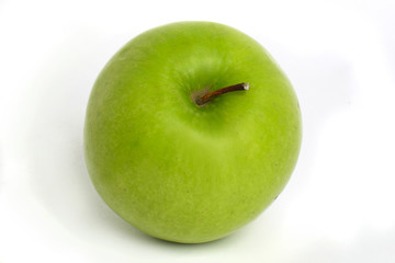 A green apple on white background